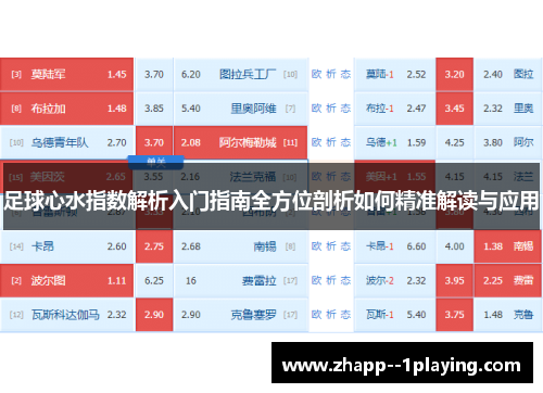 足球心水指数解析入门指南全方位剖析如何精准解读与应用 足球心水指数解析入门指南全方位剖析如何精准解读与应用